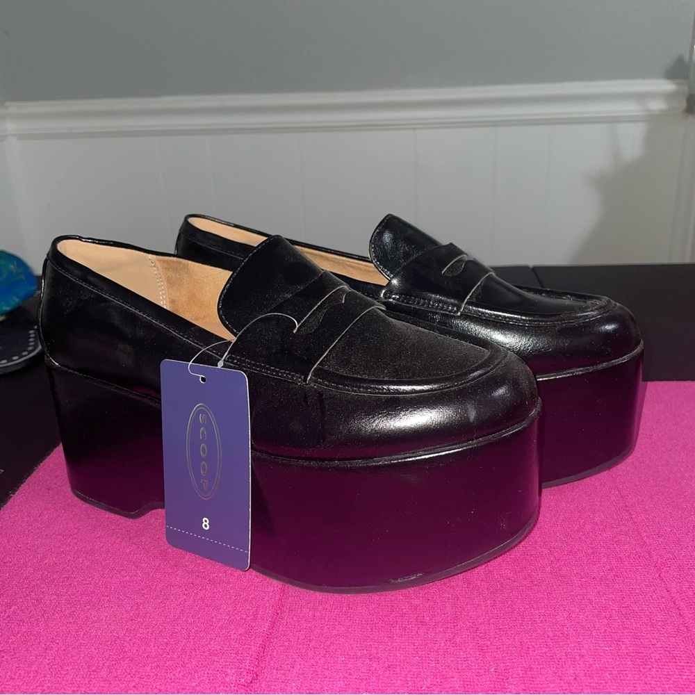 Platform Penny Loafers in Black by SCOOP